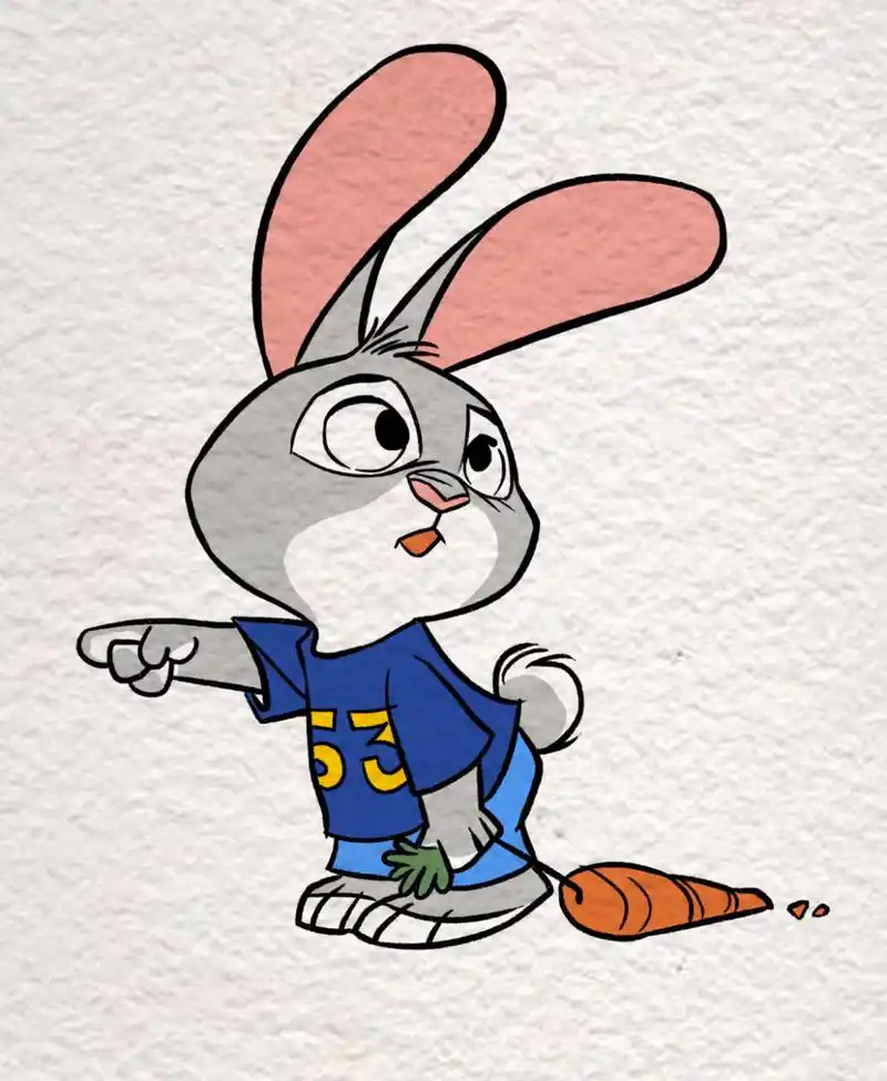 疯狂动物城【迪士尼零基础简笔画步骤图】 🍩这是兔朱迪兔警官的第5