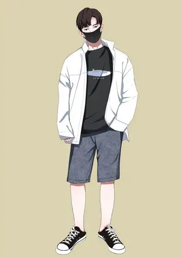夏季服装男生全身插画板绘
