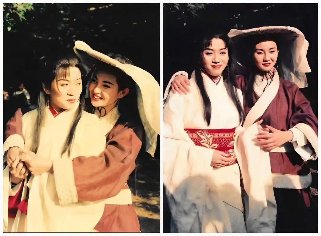 梅艳芳和张曼玉在1992年拍摄《战神传奇》时.