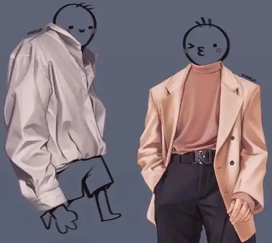 看不到脸也很帅 服装画法.#绘画素材 #二次元 #色彩教程 - 抖音