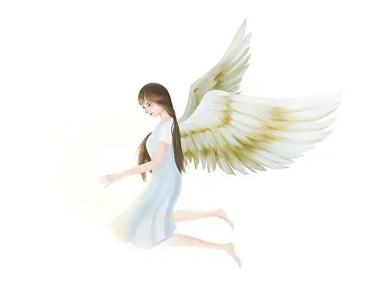 白色手绘卡通唯美小清新天使女孩翅膀女孩元素png素材