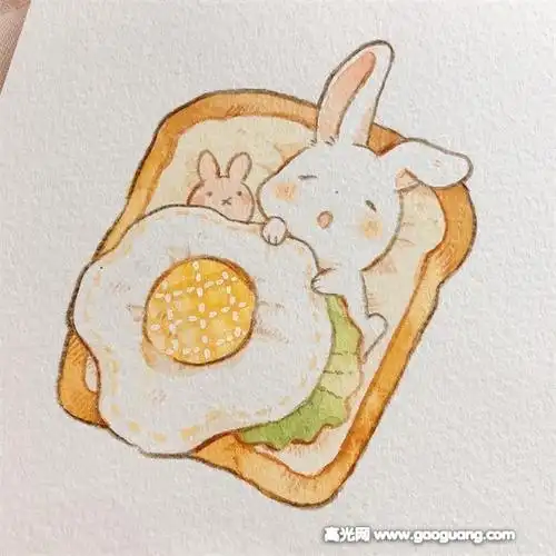 小兔子手绘插画,萌萌哒小兔子插画图片