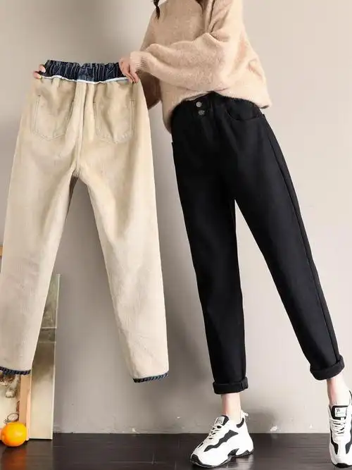 一折萝卜裤女牛仔 松紧腰