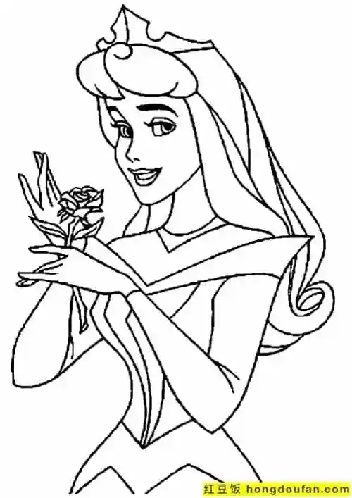 8岁女孩子们最喜欢的迪士尼童话公主涂色图片-红豆饭小学生简笔画大全