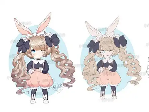 可爱兔兔拟人二次元q版设计