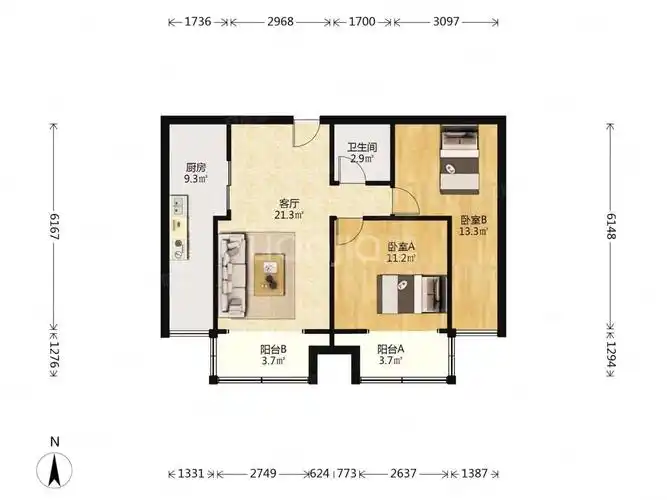 近江夏永旺楚夏花园80平小户型精装修房满五价格可议