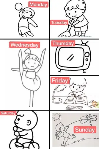 动手画画你从周一monday至周日sunday的活动计划吧!