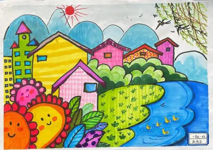 原创我心中的美丽家园蓝田县北关小学秦岭生态环境绘画作品展