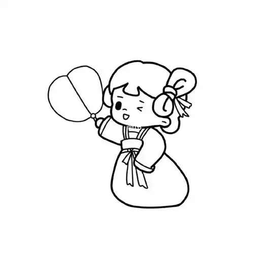 55100q版古风人物简笔画线稿临摹