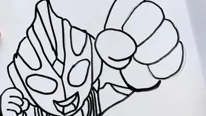 儿童手工绘画,奥特曼临摹画