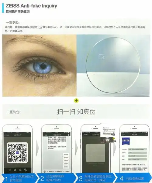 蔡司防伪标志查询方法德国蔡司 钻立方防蓝光膜,蔡司独有的激光刻印