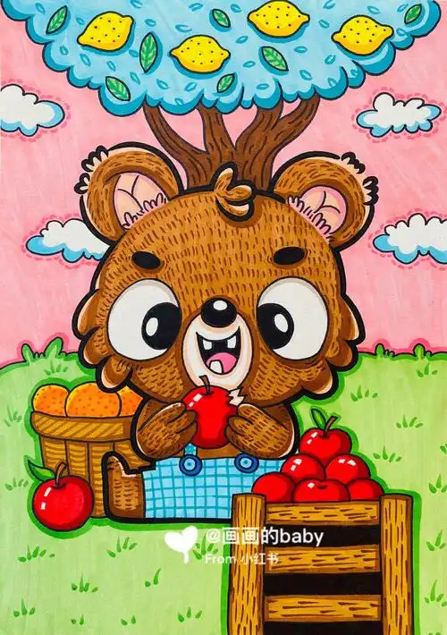 小熊马克笔儿童画