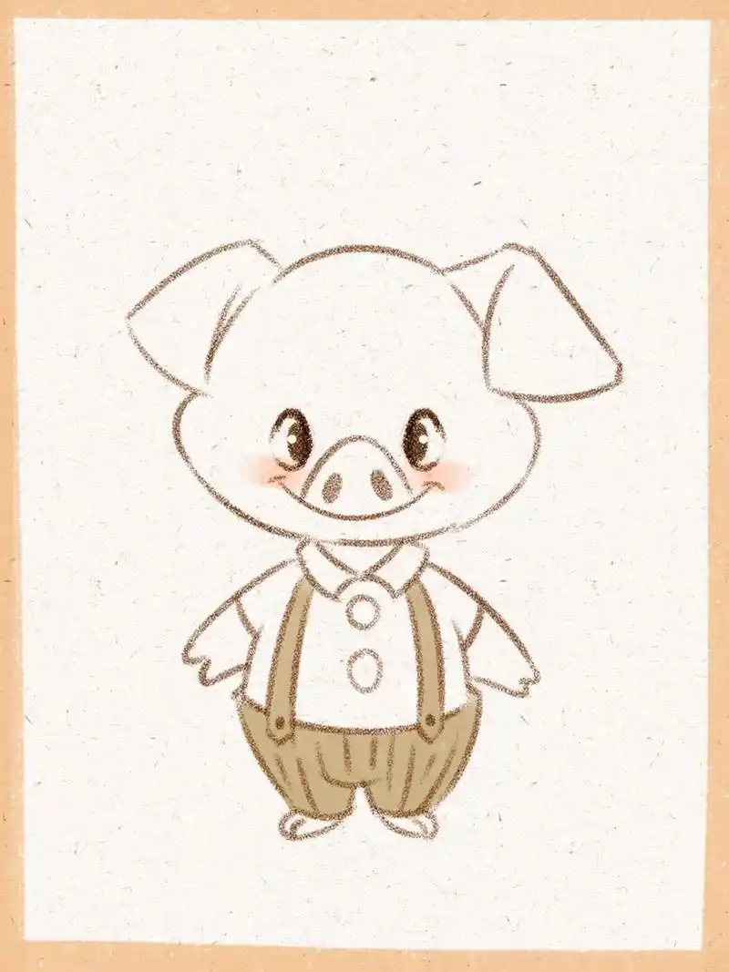零基础学画画|拟人化小动物创作方法—猪,兔 拟人化小动物的画法