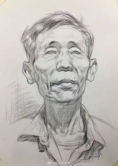 再根据脸部结构排线,注意素描人像五官细节,比如瞳孔的位置等,最后