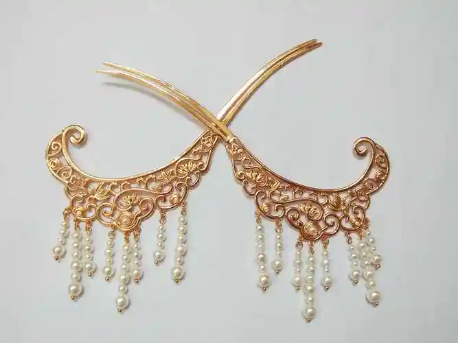 明制荻髻流苏步摇发钗宋制皇后步摇发簪古风汉服配饰