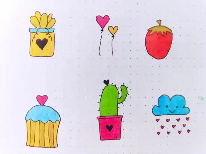 【手帐简笔画】颜料盒一学就会画手帐85款水彩笔手绘装饰条这是一组