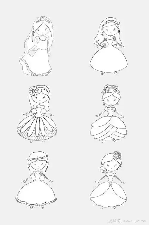 简约皇冠简笔画公主免抠素材素材