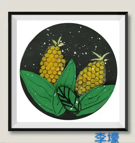 长岐镇中心幼儿园兴趣美术班创意颜料画《小玉米》