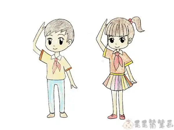 敬礼的少先队员彩色简笔画