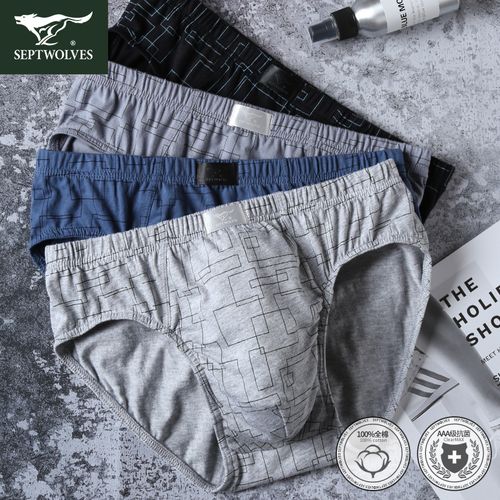 七匹狼内裤男士纯棉三角裤全棉中学生青少年高中生大小码男生短裤