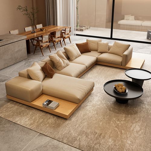 纳威日式侘寂风格布艺沙发极简大户型别墅客厅新中式原木风家具