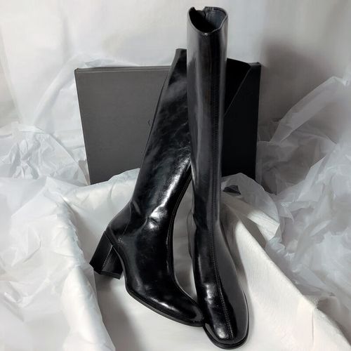 凯威六超正常腿围/2023新真皮高跟不过膝长靴气质韩版显瘦高筒靴 黑色