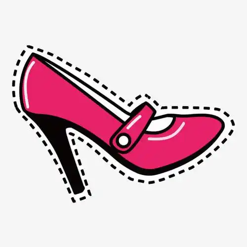 红色手绘线稿高跟鞋卡通插画