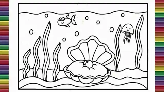 亲子涂色画:海底珍珠画画