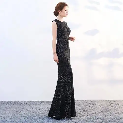 晚礼服女轻奢气质女神范名媛聚会亮片闪亮晚宴年会派对鱼尾连衣裙