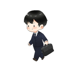 商务人士出差手绘卡通男士黑色西装素材免扣
