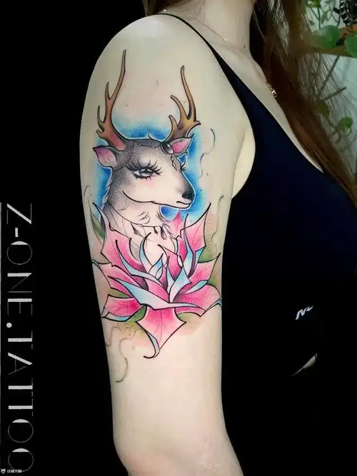 《鹿》_纹身图案手稿图片_刘子阳的纹身作品集