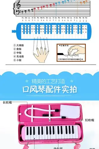 硬包口风琴批发32键37键口风琴儿童学生吹奏乐器配口风琴吹嘴吹管
