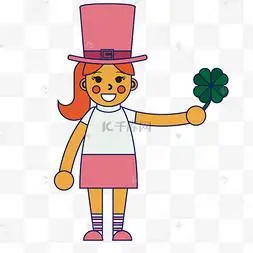 拿着四叶草的女孩