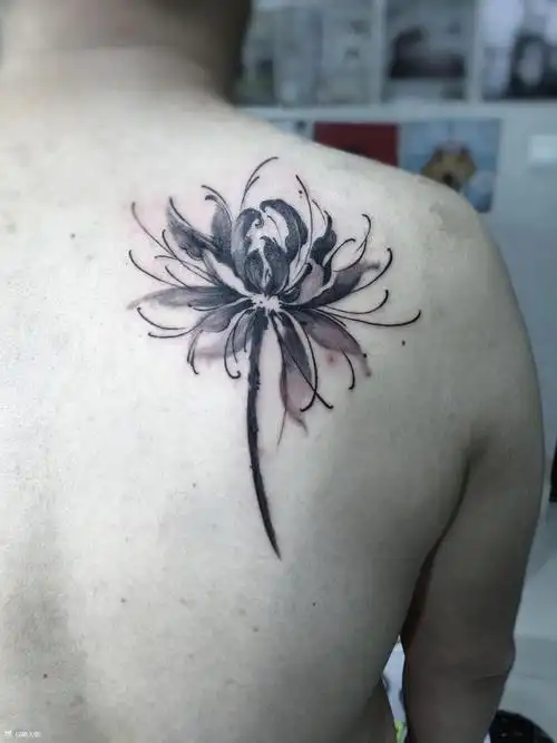 水墨彼岸花_纹身图案手稿图片_纹绮的纹身作品集