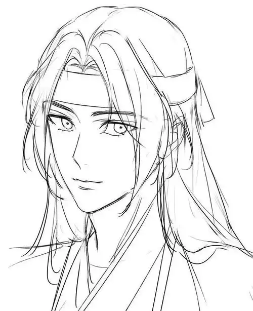 的是来自画师nanha的古风男子头像线稿参考,这位太太也太会画男生了吧