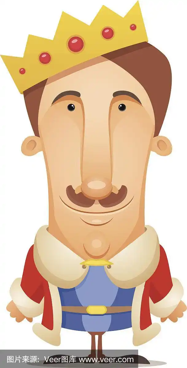 一个戴着胡子和长袍的国王的卡通艺术