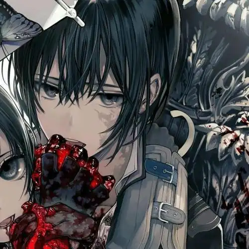 二次元病娇情头高清 动漫病娇情侣头像一左一右