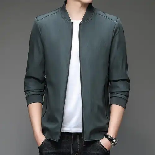 斯哲维世旗舰店轻奢品牌时尚纯色夹克衫男春季新款棒球领百搭帅气潮男