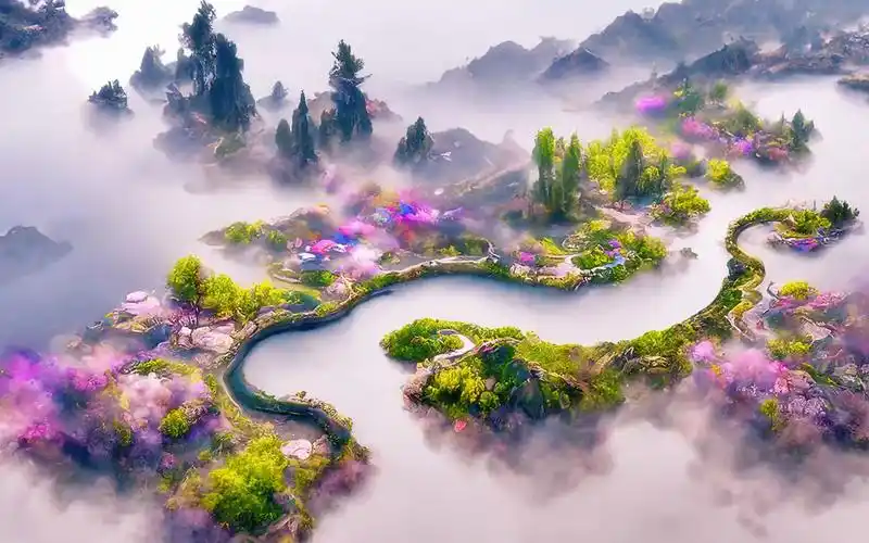 ai绘画之桃源仙境(4k 60fps配乐纯享版)