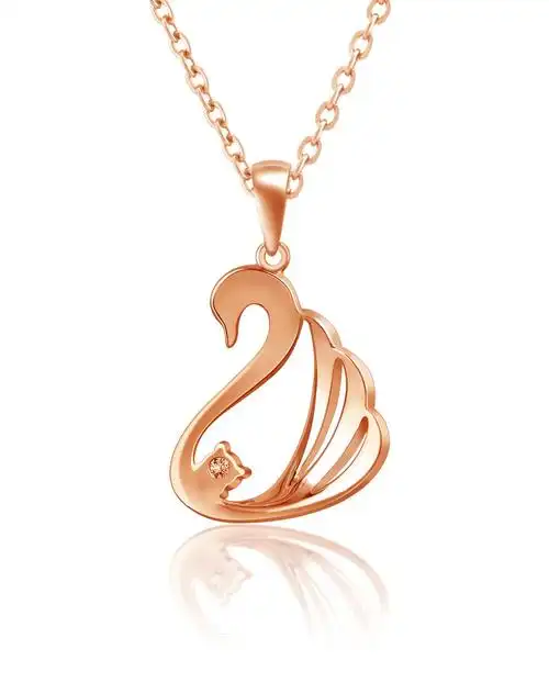 彩18k金钻石吊坠天鹅(1.5克)