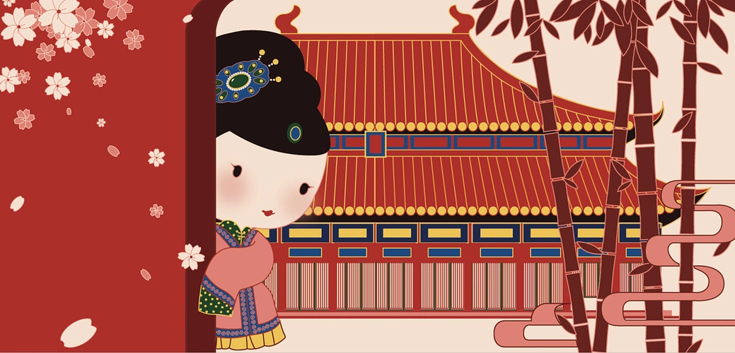 故宫美人q版插画