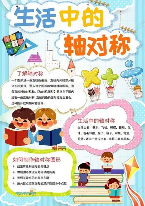 彩色卡通生活中的轴对称数学小报手抄报docx
