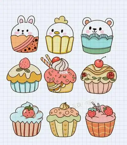 甜品简笔食物简笔画图片大全简单可爱的食物简笔画微博画师陈圈圈这些