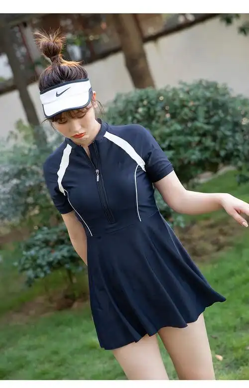 大码游泳衣女裙式分体遮肚显瘦保守胖mm200斤平角裤温泉泳装加肥