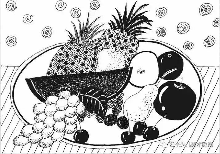 美术素材资料|创意线描老师范画和学生作品