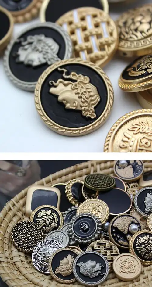 yomostudio小香风金属纽扣复古外套扣子休闲西装扣方形尼大衣扣