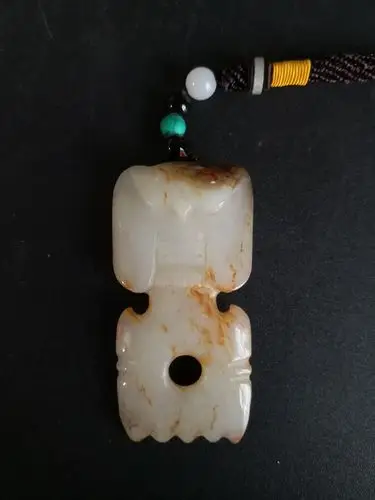 商周白玉鹰首佩挂,高古玉珍稀藏品.