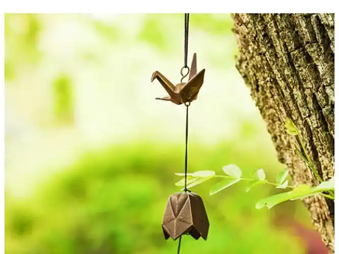 千纸鹤风铃爱の友谊日本进口折纸鹤岩铸风铃门铃祈福吉祥平安家居装饰