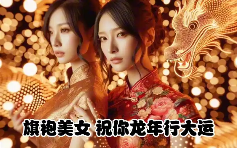 旗袍美女祝你龙年行大运