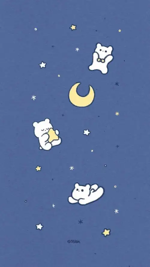 蓝色卡通小熊少女心可爱壁纸